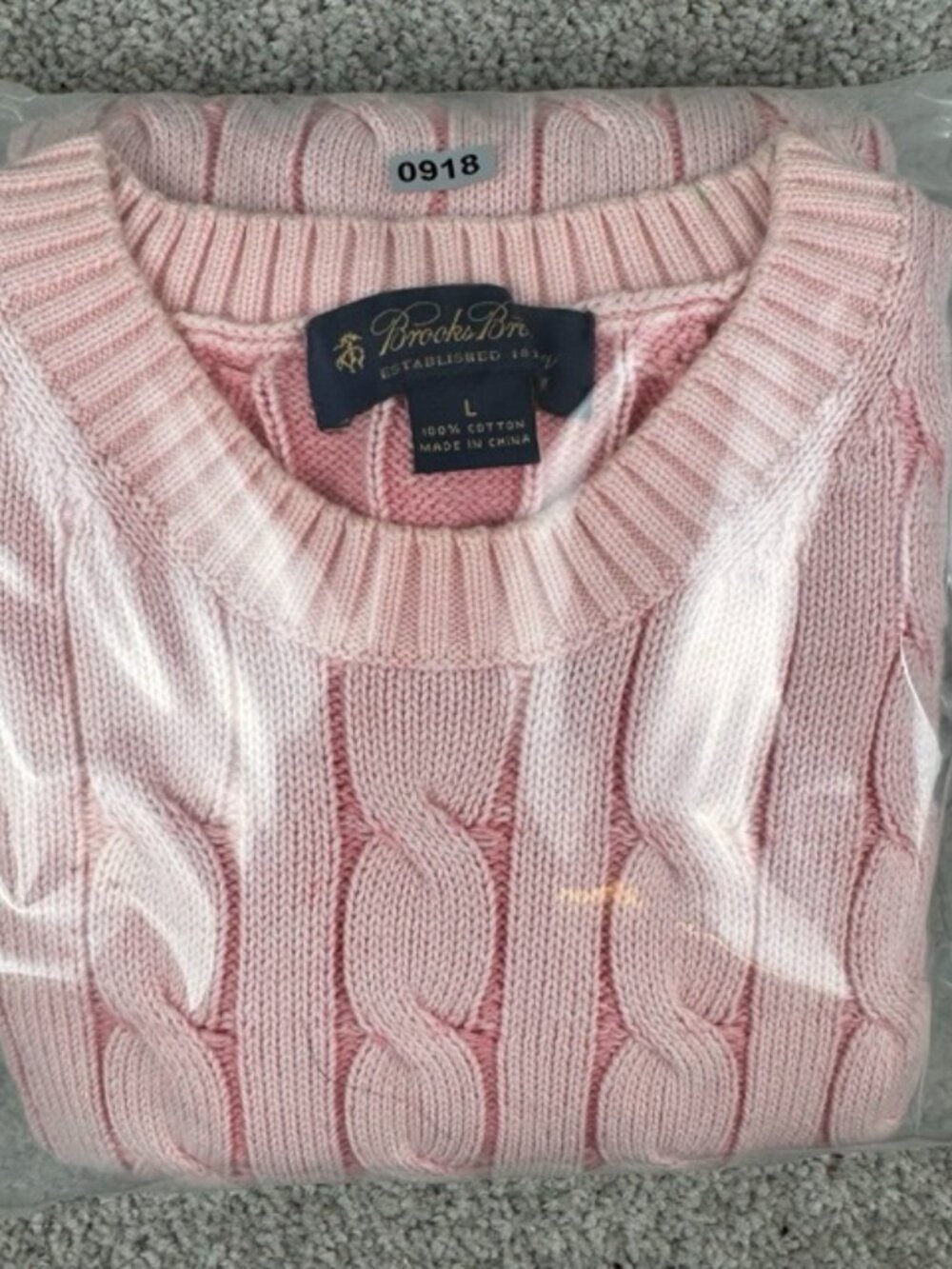 Brooks Brothers Cable Knit Sweater Women’s Large Pink Cotton Crewneck Soft - Picture 10 of 10